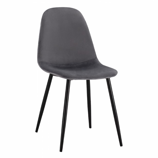 Καρέκλα "LEONARDO" από βελούδο/μέταλλο σε γκρι/μαύρο χρώμα 45x53x85