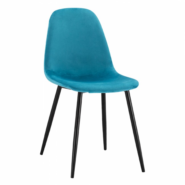 Καρέκλα "LEONARDO" από βελούδο/μέταλλο σε τυρκουάζ/μαύρο 45x53x85