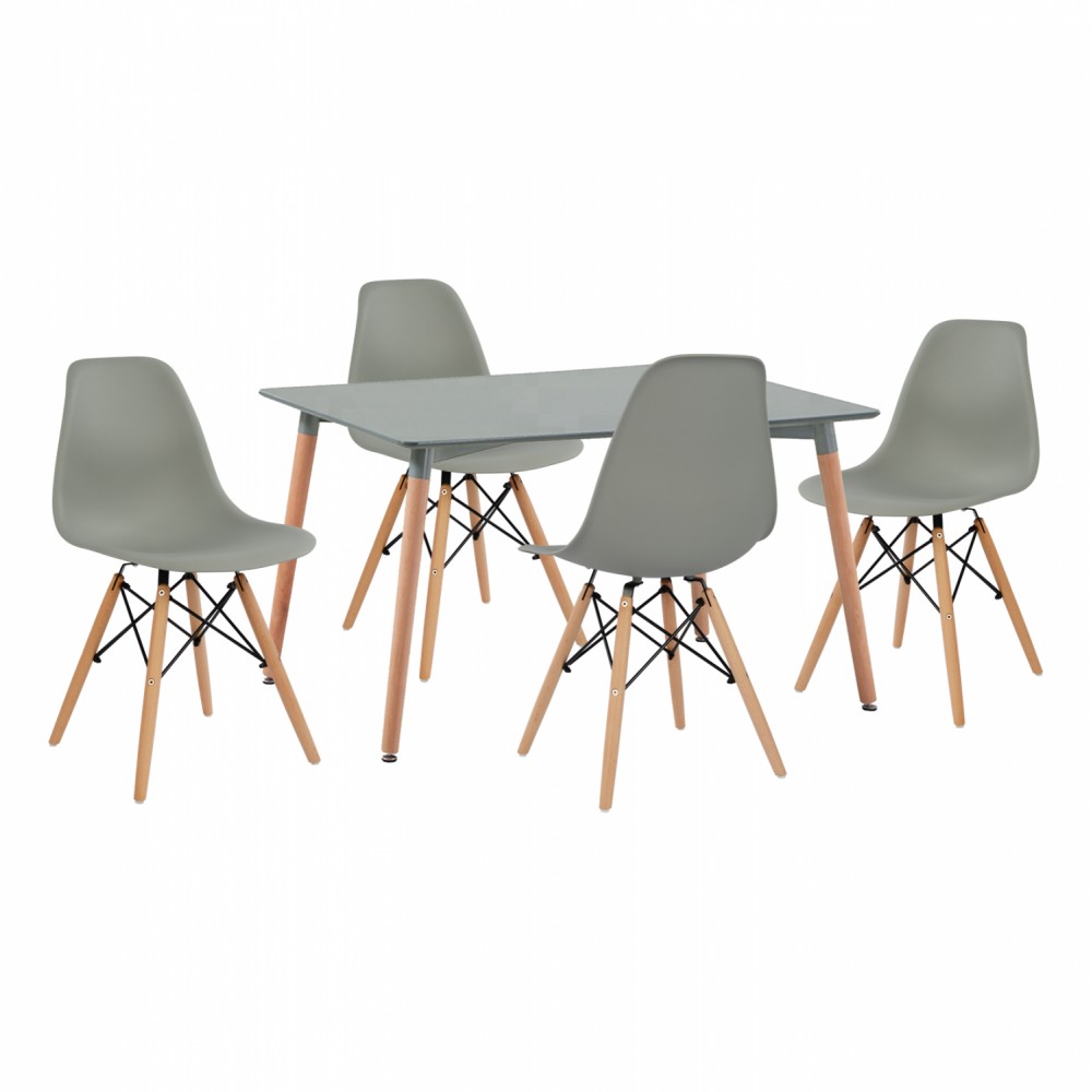 Σετ τραπεζαρίας 5 τμχ από MDF/μέταλλο/PP σε γκρι/φυσικό χρώμα 120x80x73