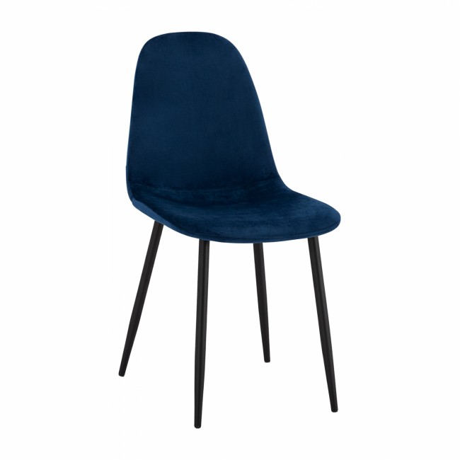 Καρέκλα "LEONARDO" από βελούδο/μέταλλο σε μπλε/μαύρο χρώμα 43x54x88