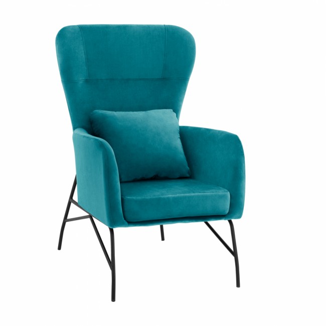Πολυθρόνα μπερζέρα από βελούδο σε τυρκουάζ/μαύρο χρώμα 67x80x102