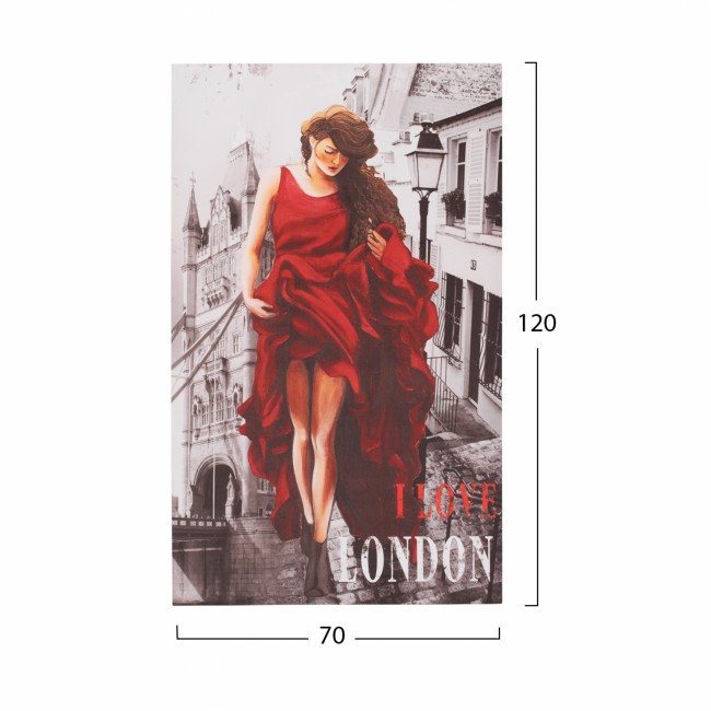 Πίνακας "LONDON WOMAN" από καμβά πολύχρωμος 70x120