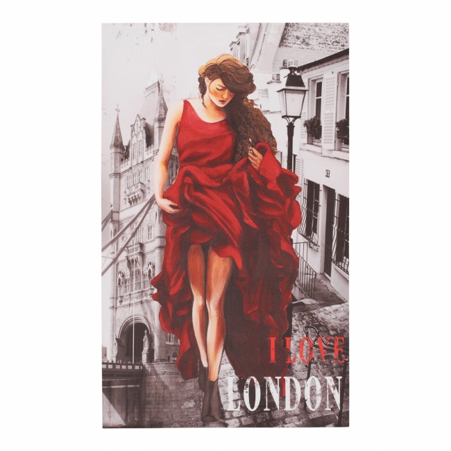 Πίνακας "LONDON WOMAN" από καμβά πολύχρωμος 70x120