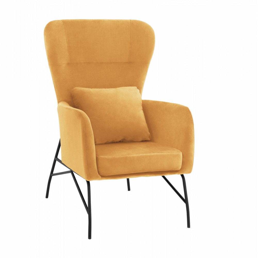 Πολυθρόνα μπερζέρα από βελούδο σε χρυσό/μαύρο χρώμα 67x80x102