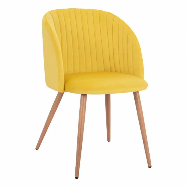 Πολυθρόνα "LEAH" από βελούδο/μέταλλο σε κίτρινο χρώμα 53x57x81