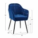 Πολυθρόνα "SAWYER" από βελούδο/μέταλλο σε μπλε/μαύρο χρώμα 53x60x76