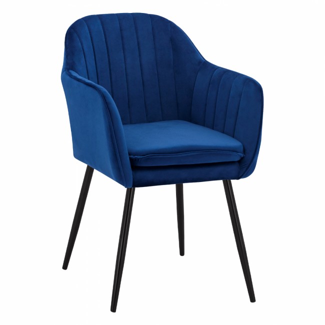 Πολυθρόνα "SAWYER" από βελούδο/μέταλλο σε μπλε/μαύρο χρώμα 53x60x76