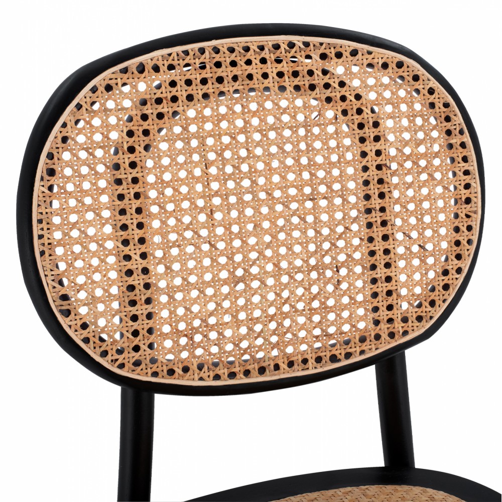 Καρέκλα "PENNY" από ξύλο rattan σε φυσικό/μαύρο χρώμα 44x51x87