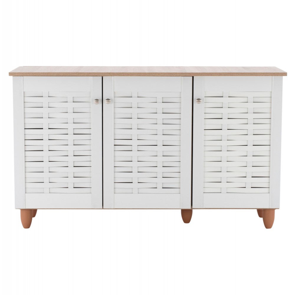 Παπουτσοθήκη-ντουλάπι σε χρώμα σονόμα/λευκό 114,5x34x68