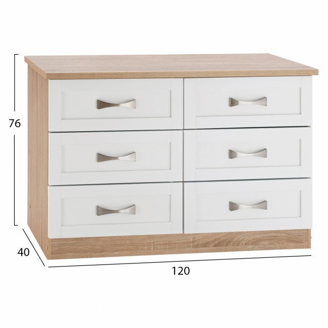 Συρταριέρα-τουαλέτα "MILANI" με 6 συρτάρια σε sonoma/λευκό χρώμα 120x40x76
