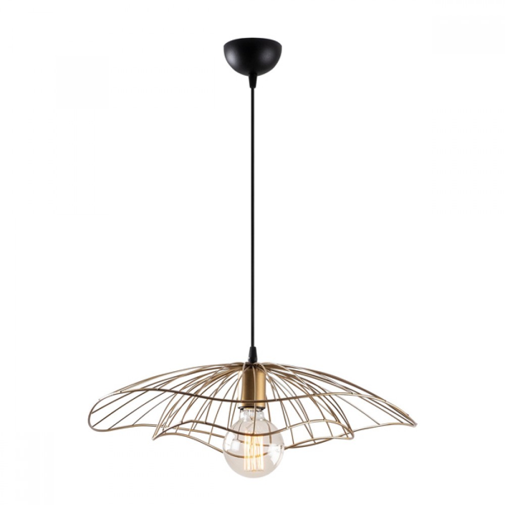 Φωτιστικό μονόφωτο μεταλλικό σε χρώμα χρυσό οξυντέ Φ50x30-111