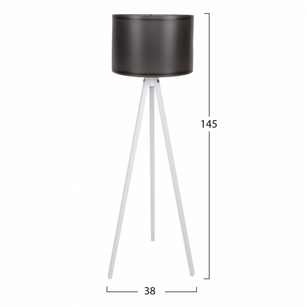 Φωτιστικό δαπέδου "CAGNEY" από MDF/PP σε λευκό/μαύρο χρώμα Ε27 Φ38x145