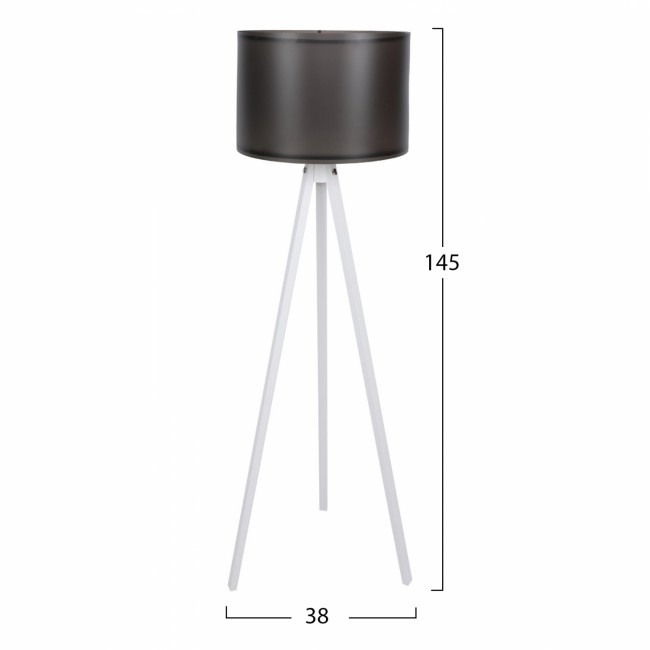 Φωτιστικό δαπέδου "CAGNEY" από MDF/PP σε λευκό/μαύρο χρώμα Ε27 Φ38x145