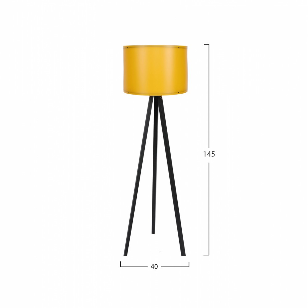 Φωτιστικό δαπέδου "CAGNEY" από MDF/PP σε μαύρο/κίτρινο χρώμα Ε27 Φ38x145