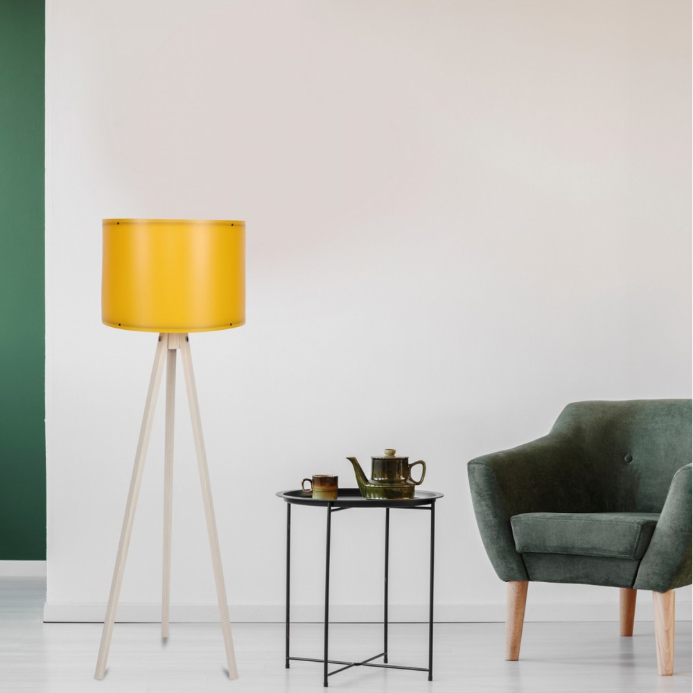 Φωτιστικό δαπέδου "CAGNEY" από MDF/PP σε εκρού/κίτρινο χρώμα Ε27 Φ38x145