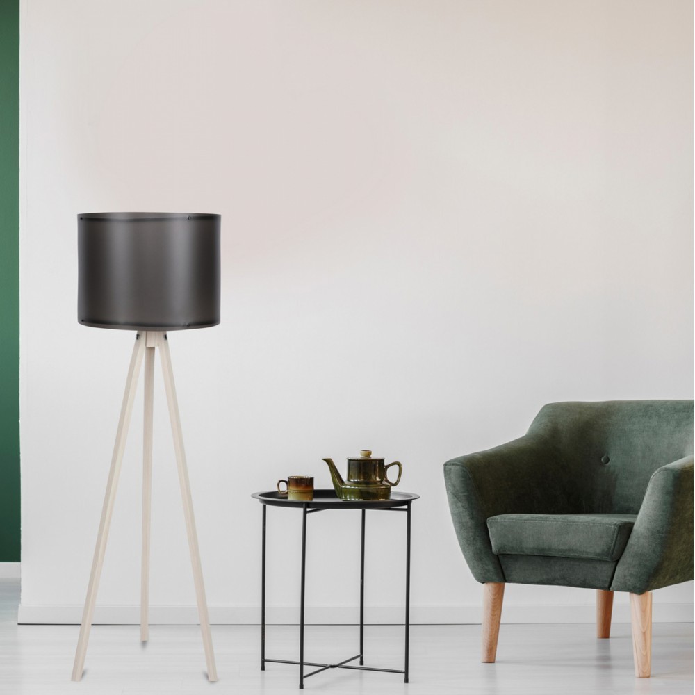 Φωτιστικό δαπέδου "CAGNEY" από MDF/PP σε μαύρο/εκρού χρώμα Ε27 Φ38x145