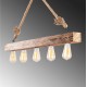 Φωτιστικό πεντάφωτο με σχοινί/ξύλο σε χρώμα φυσικό 100x7x53 E27