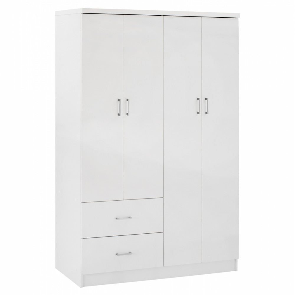 Ντουλάπα τετράφυλλη σε λευκό χρώμα 120x42.5x180.5