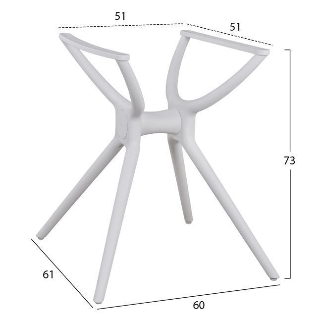 Βάση τραπεζιού από πολυπροπυλένιο σε λευκό χρώμα 60x61x73