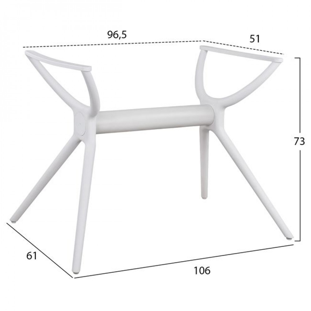 Βάση τραπεζιού από πολυπροπυλένιο σε λευκό χρώμα 106x61x73