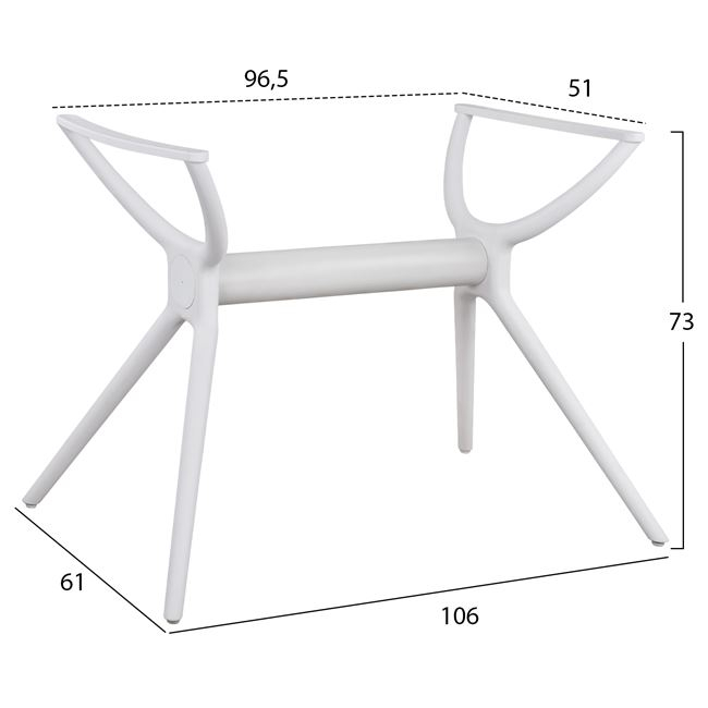Βάση τραπεζιού από πολυπροπυλένιο σε λευκό χρώμα 106x61x73