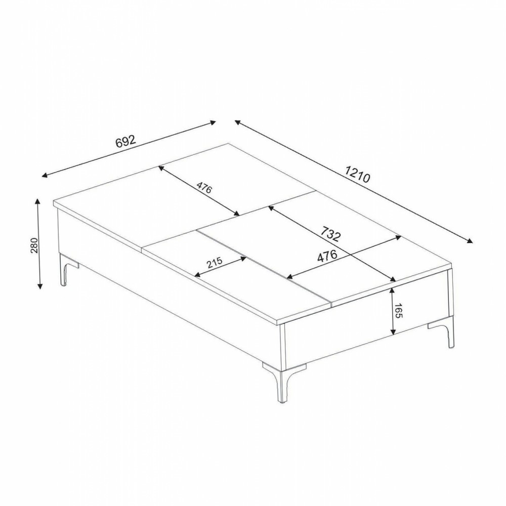 Τραπέζι σαλονιού πολυμορφικό σε λευκό χρώμα 121x69.2x28