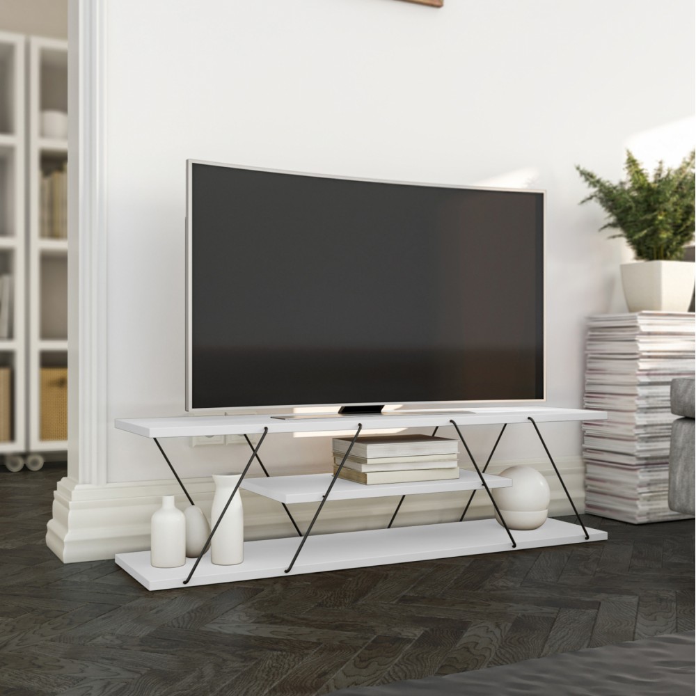 Έπιπλο τηλεόρασης "TARS" σε λευκό χρώμα 120x30x33