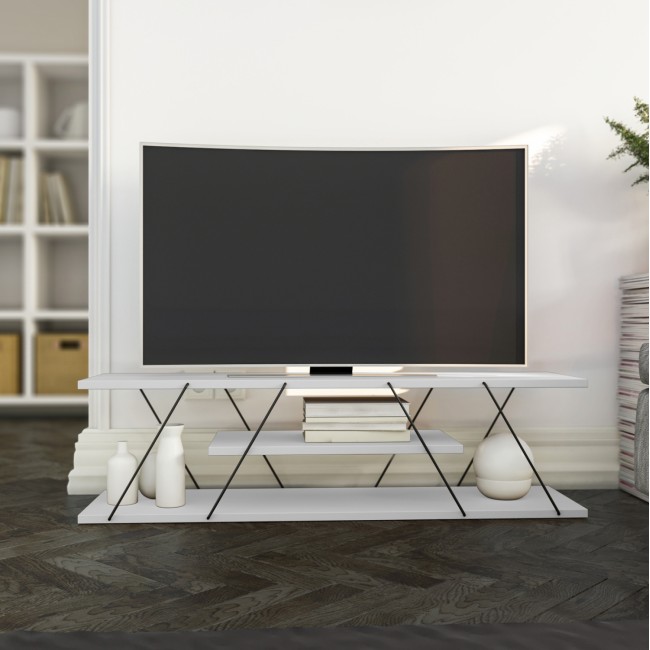 Έπιπλο τηλεόρασης "TARS" σε λευκό χρώμα 120x30x33