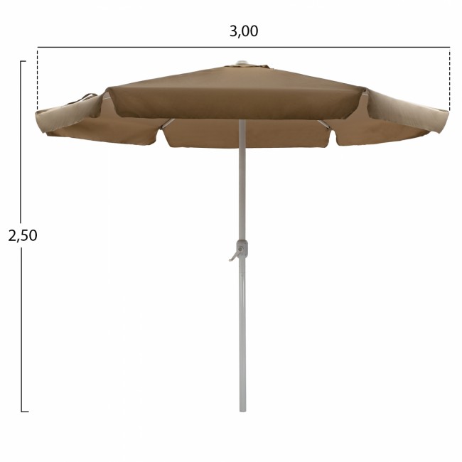 Ομπρέλα "REGGIE" από αλουμίνιο/ύφασμα σε λευκό/μόκα χρώμα Φ300x250