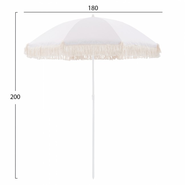 Ομπρέλα παραλίας "PACIFICA" από αλουμίνιο/ύφασμα σε λευκό/μπεζ χρώμα Φ180x200