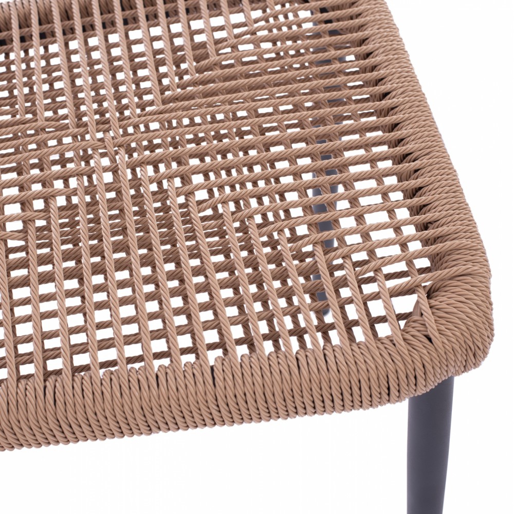 Καρέκλα από αλουμίνιο/σχοινί σε γκρι/μπεζ χρώμα 45x63x82