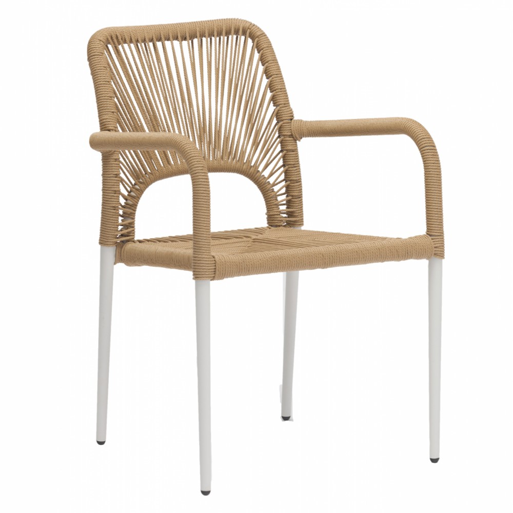 Πολυθρόνα από αλουμίνιο/σχοινί σε λευκό/μπεζ χρώμα 57x63x82