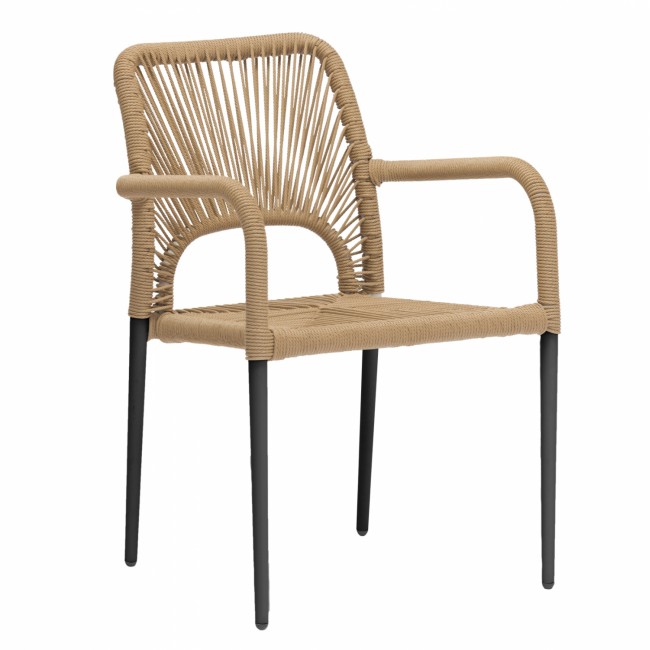 Πολυθρόνα από αλουμίνιο/σχοινί σε γκρι/μπεζ χρώμα 57x63x82