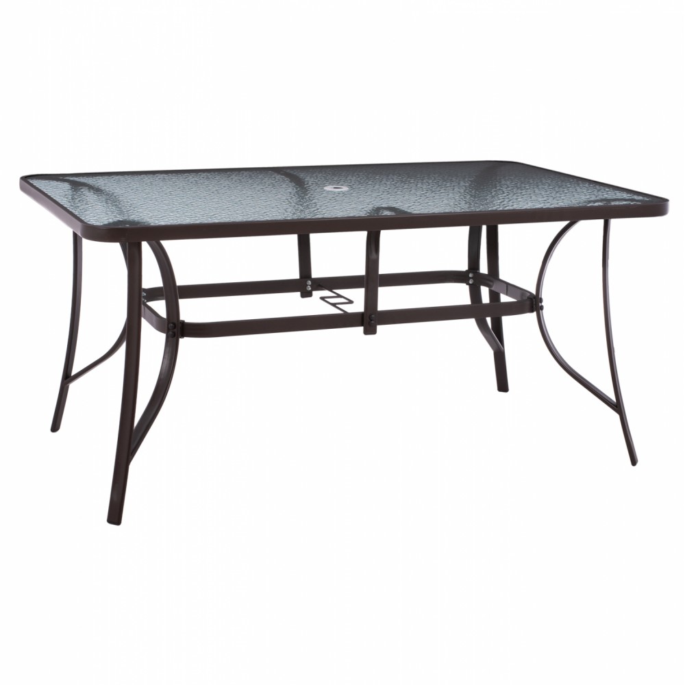 Τραπέζι "BRUNO" από μέταλλο/γυαλί σε καφέ χρώμα 150x90x75