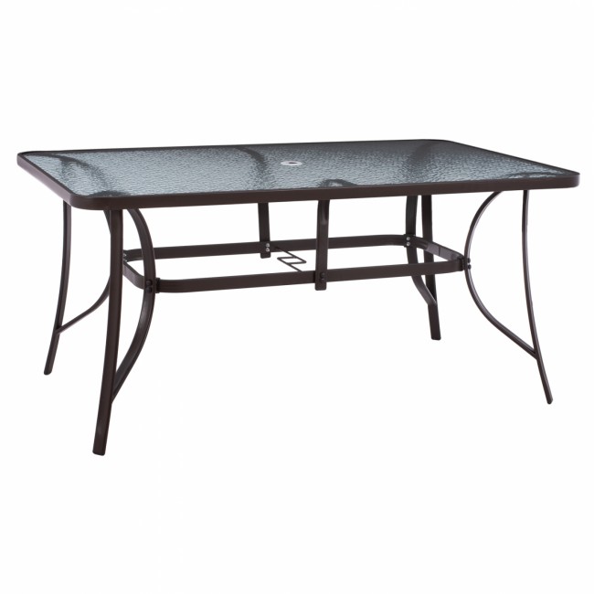 Τραπέζι "BRUNO" από μέταλλο/γυαλί σε καφέ χρώμα 150x90x75