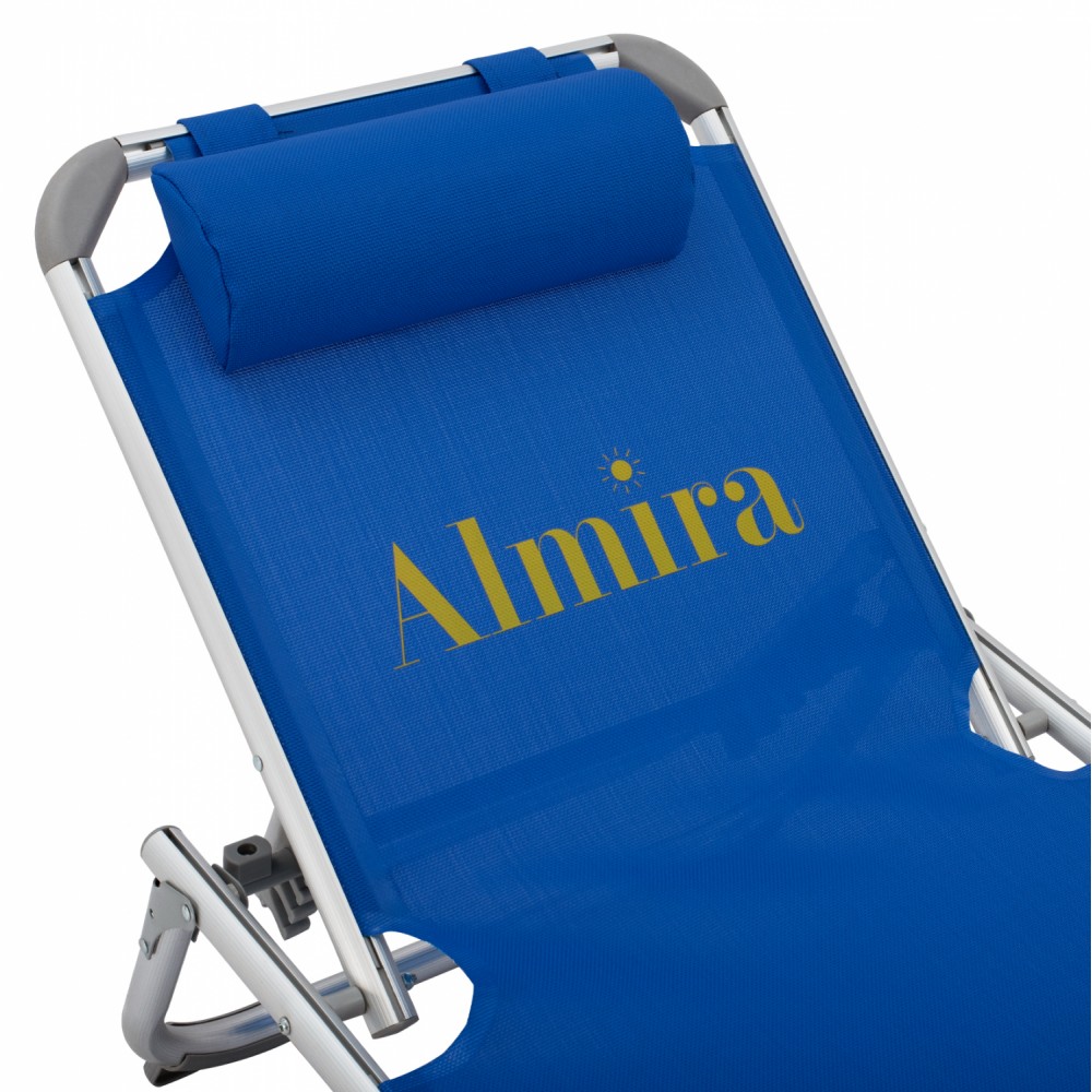 Ξαπλώστρα παραλίας "ALMIRA" από αλουμίνιο/texilene σε ασημί/μπλε χρώμα 188x58x80