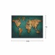 Πίνακας "WORLD MAP" σε καμβά σε χρώμα μπεζ/πράσινο 100x3x70