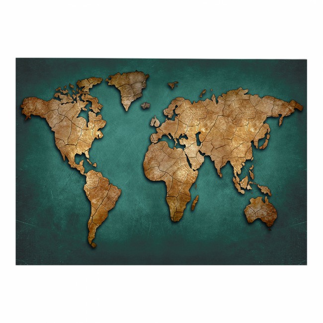 Πίνακας "WORLD MAP" σε καμβά σε χρώμα μπεζ/πράσινο 100x3x70