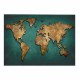 Πίνακας "WORLD MAP" σε καμβά σε χρώμα μπεζ/πράσινο 100x3x70