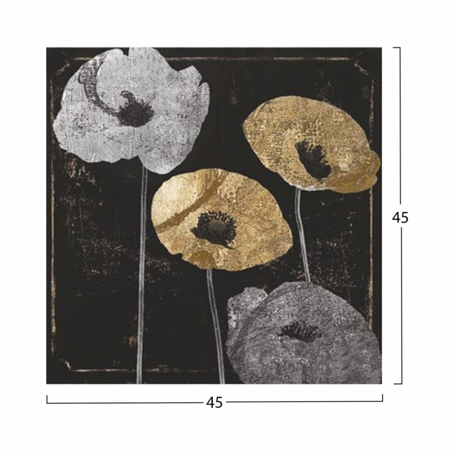 Πίνακας "GOLDEN FLOWERS" σε καμβά πολύχρωμος 45x3x45
