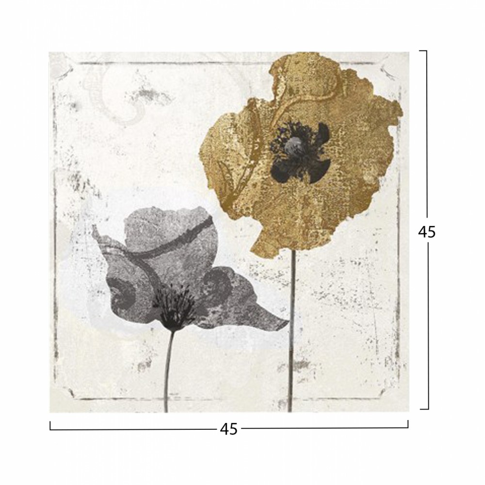 Πίνακας "GOLDEN FLOWER" σε καμβά πολύχρωμος 45x3x45