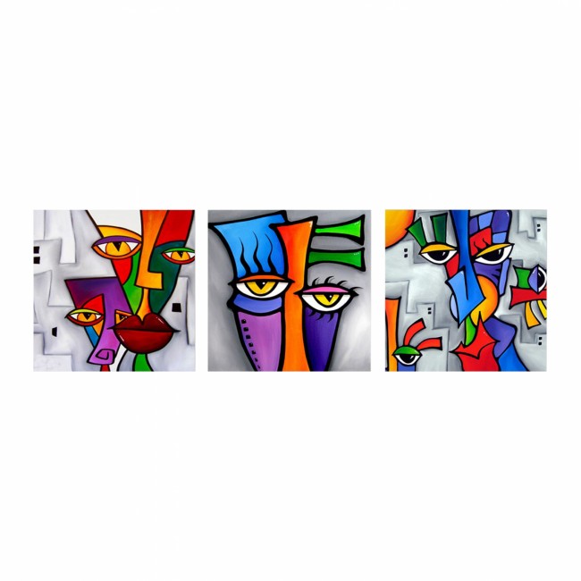 Πίνακας τρίπτυχος "PEERS" σε καμβά πολύχρωμος 90x3x30