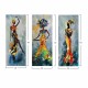 Πίνακας τρίπτυχος "AFRICAN GIRL IN COLORFUL DRESS" από mdf πολύχρωμος 60x3x50