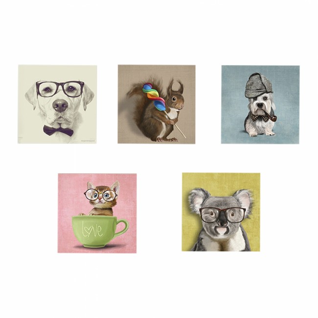 Πίνακας πεντάπτυχος "CLEVER PETS" από mdf πολύχρωμος 75x3x15