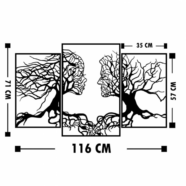 Διακοσμητικό τοίχου "ΜΑΥΡΟ ΔΕΝΤΟ ΜΕ ΑΝΘΡΩΠΙΝΑ ΠΡΟΣΩΠΑ" μεταλλικό σε χρώμα μαύρο 116x71