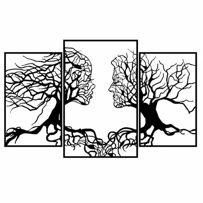 Διακοσμητικό τοίχου "ΜΑΥΡΟ ΔΕΝΤΟ ΜΕ ΑΝΘΡΩΠΙΝΑ ΠΡΟΣΩΠΑ" μεταλλικό σε χρώμα μαύρο 116x71