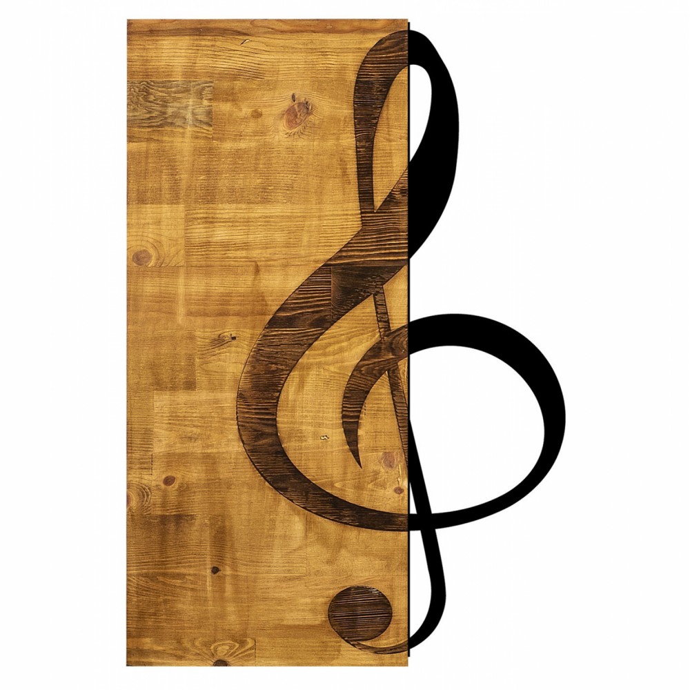 Διακοσμητικό τοίχου "ΚΛΕΙΔΙ ΤΟΥ ΣΟΛ" από ξύλο/μέταλλο σε χρώμα καρυδί/μαύρο 39x58