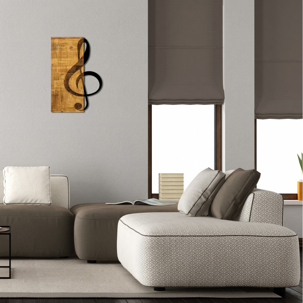 Διακοσμητικό τοίχου "ΚΛΕΙΔΙ ΤΟΥ ΣΟΛ" από ξύλο/μέταλλο σε χρώμα καρυδί/μαύρο 39x58