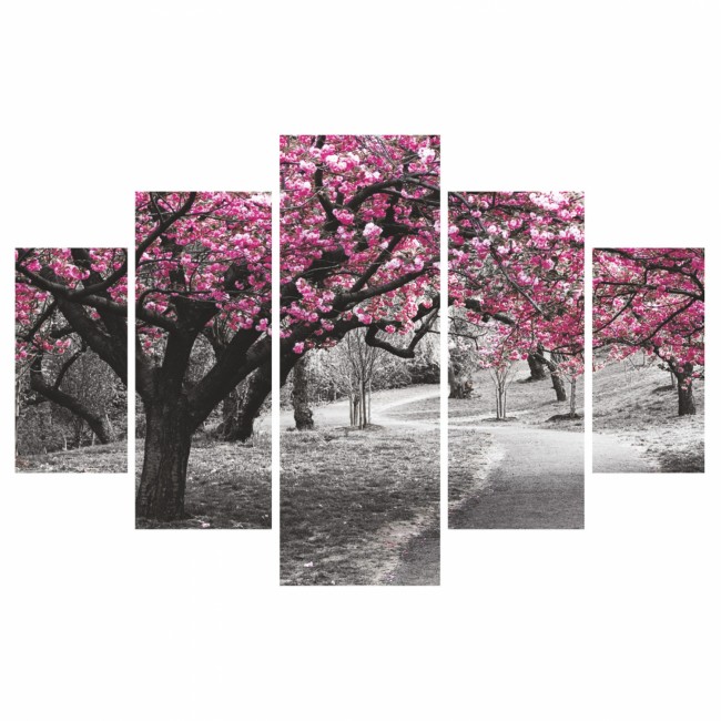Πίνακας πεντάπτυχος "BLOOMING TREE" από mdf πολύχρωμος 82x56