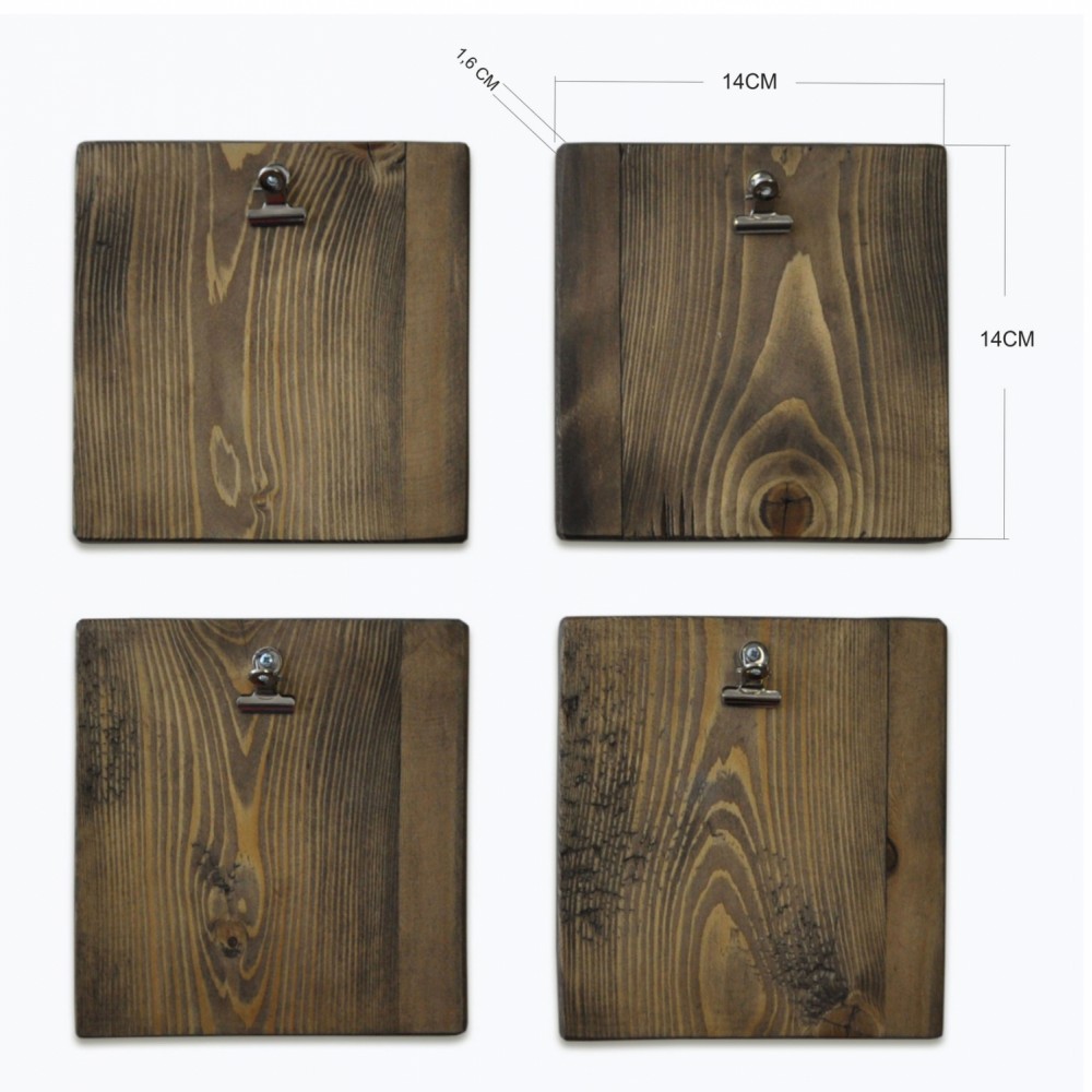 Σετ κάδρα από ξύλο πεύκου σε χρώμα φυσικό 14x1,6x14